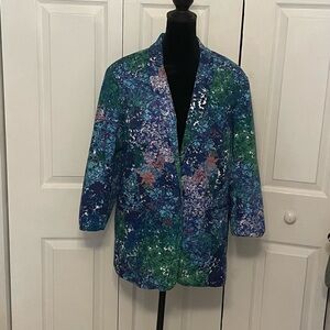 Coldwater Creek Floral Graphic Jacket Blazer Size 16